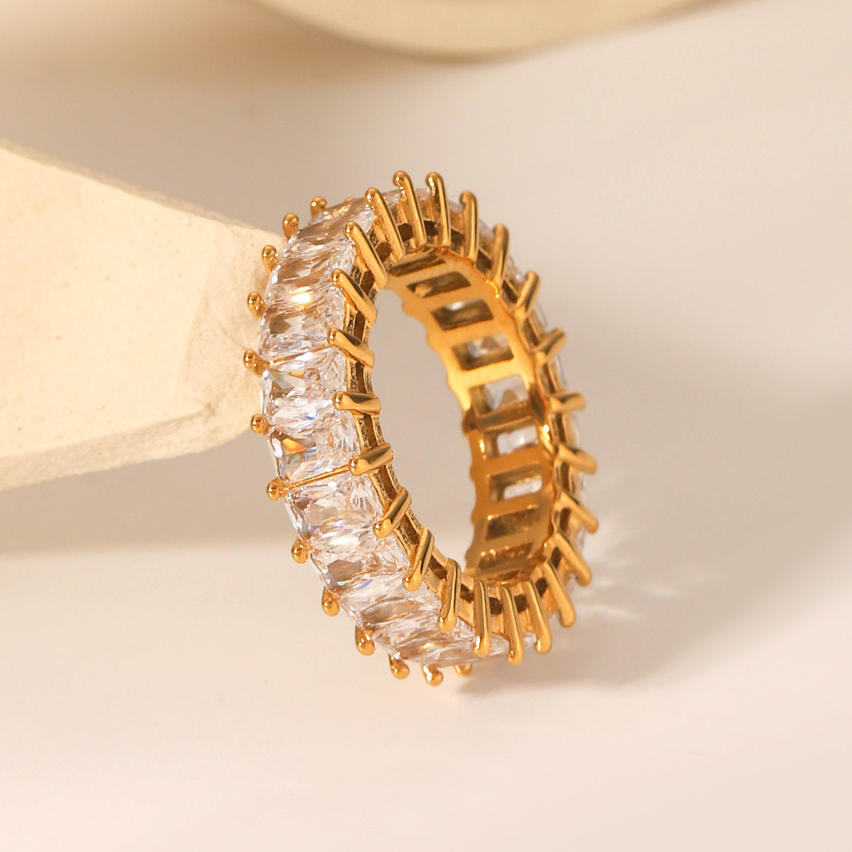 Stainless Steel Ring Inlaid Zircon Ring Female Hand Jewelry Titanium Steel Ring Niche