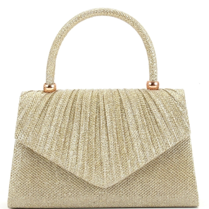 Champagne Black Gold Fabric Solid Color Square Evening Bags