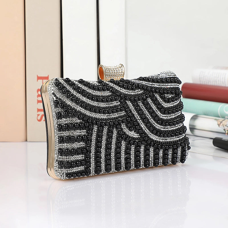 Black White Pu Leather Solid Color Square Evening Bags