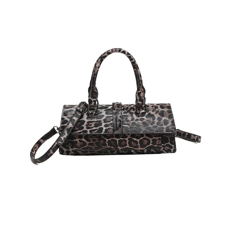 Women's Medium Pu Leather Leopard Streetwear Square Magnetic Buckle Crossbody Bag