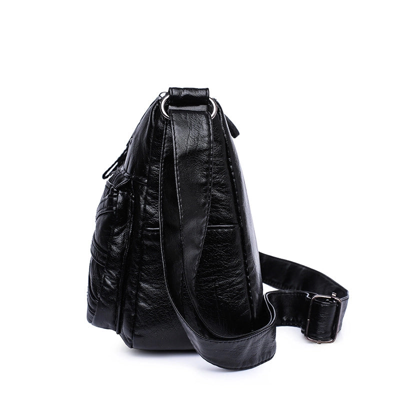 Women's Large Pu Leather Solid Color Streetwear Square Zipper Shoulder Bag Crossbody Bag