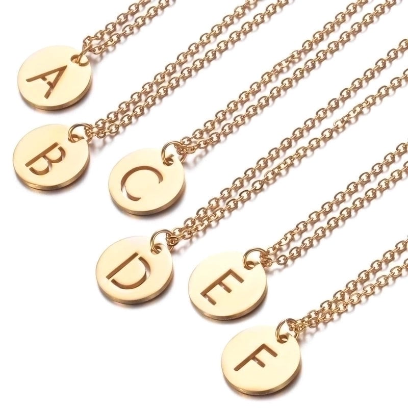 Minimalist Letter Stainless Steel Titanium Steel Plating Chain Gold Plated Pendant Necklace