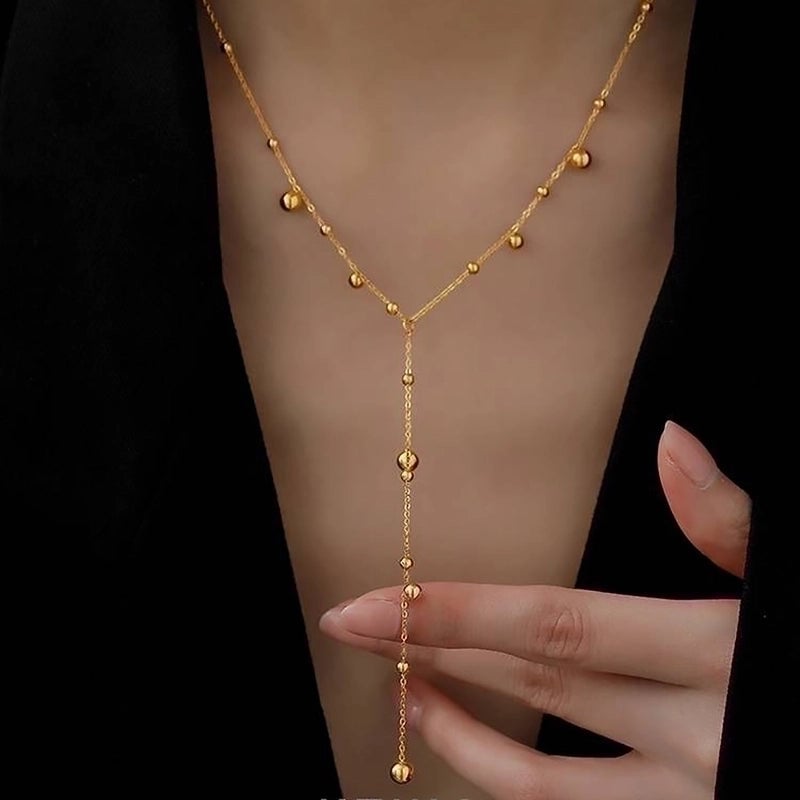Minimalist Solid Color Titanium Steel Plating 18k Gold Plated Pendant Necklace