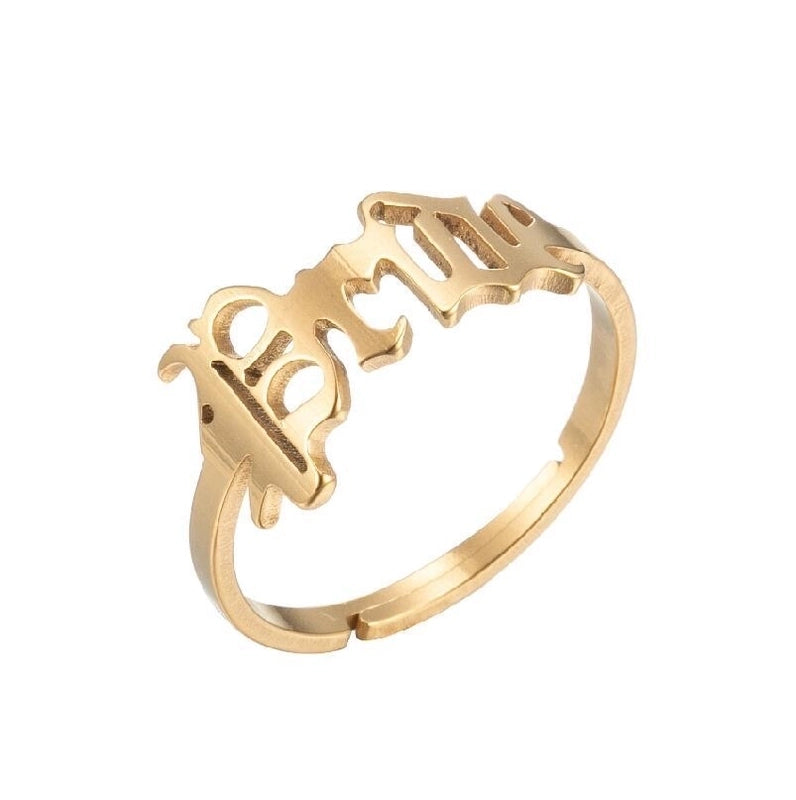 Fashion Letter 201 Stainless Steel 18K Gold Plated Hollow Out Rings