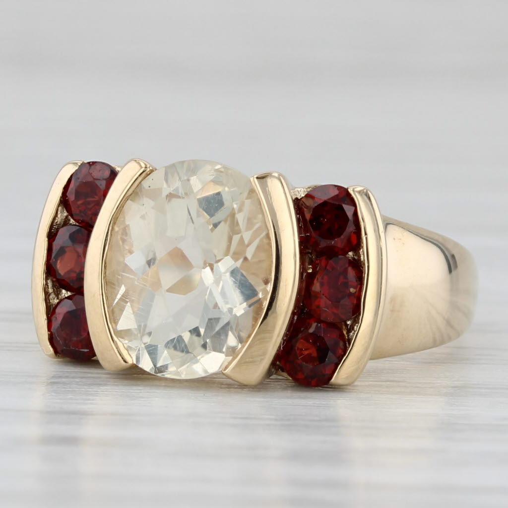 2.71ctw Labradorite Garnet Ring 14k Yellow Gold Size 4.75