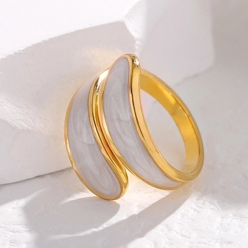 304 Stainless Steel 18K Gold Plated Elegant Retro Plating Geometric Leaf Heart Shape Open Rings