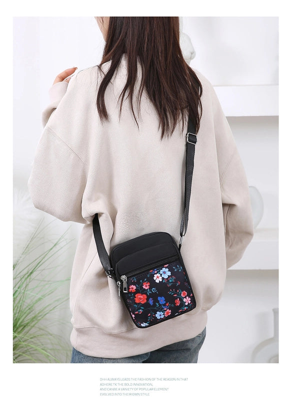 Women's Small Oxford Cloth Printing Classic Style Square Zipper Crossbody Bag Square Bag