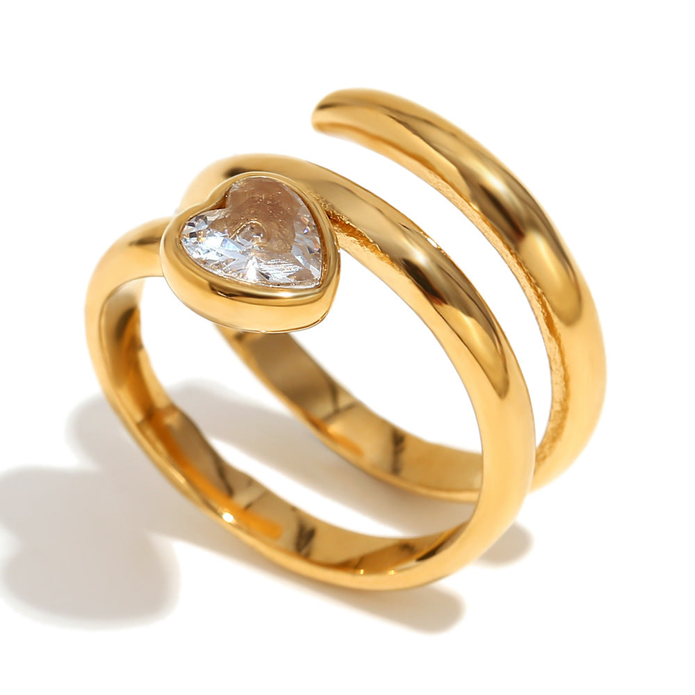 Fashion Retro Versatile Hand Jewelry Stainless Steel Plated 18K Gold Multi-Layer High-End Snake Head Ring For Women