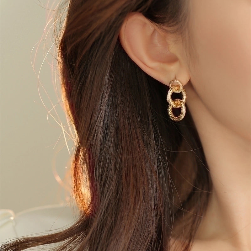 1 Pair Classic Style Commute Solid Color Plating Brass Gold Plated Drop Earrings