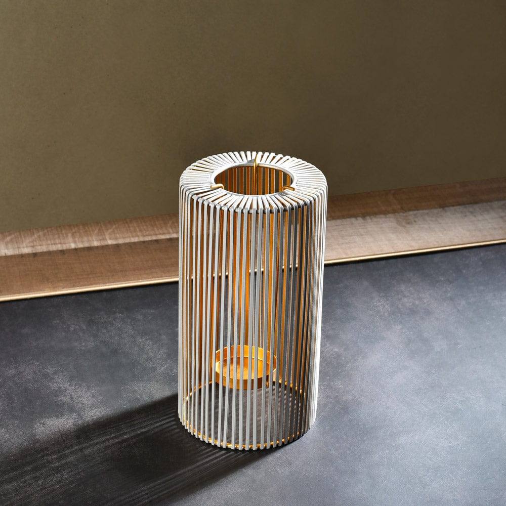 Lines Tealight Holder Medium - Grey Gold