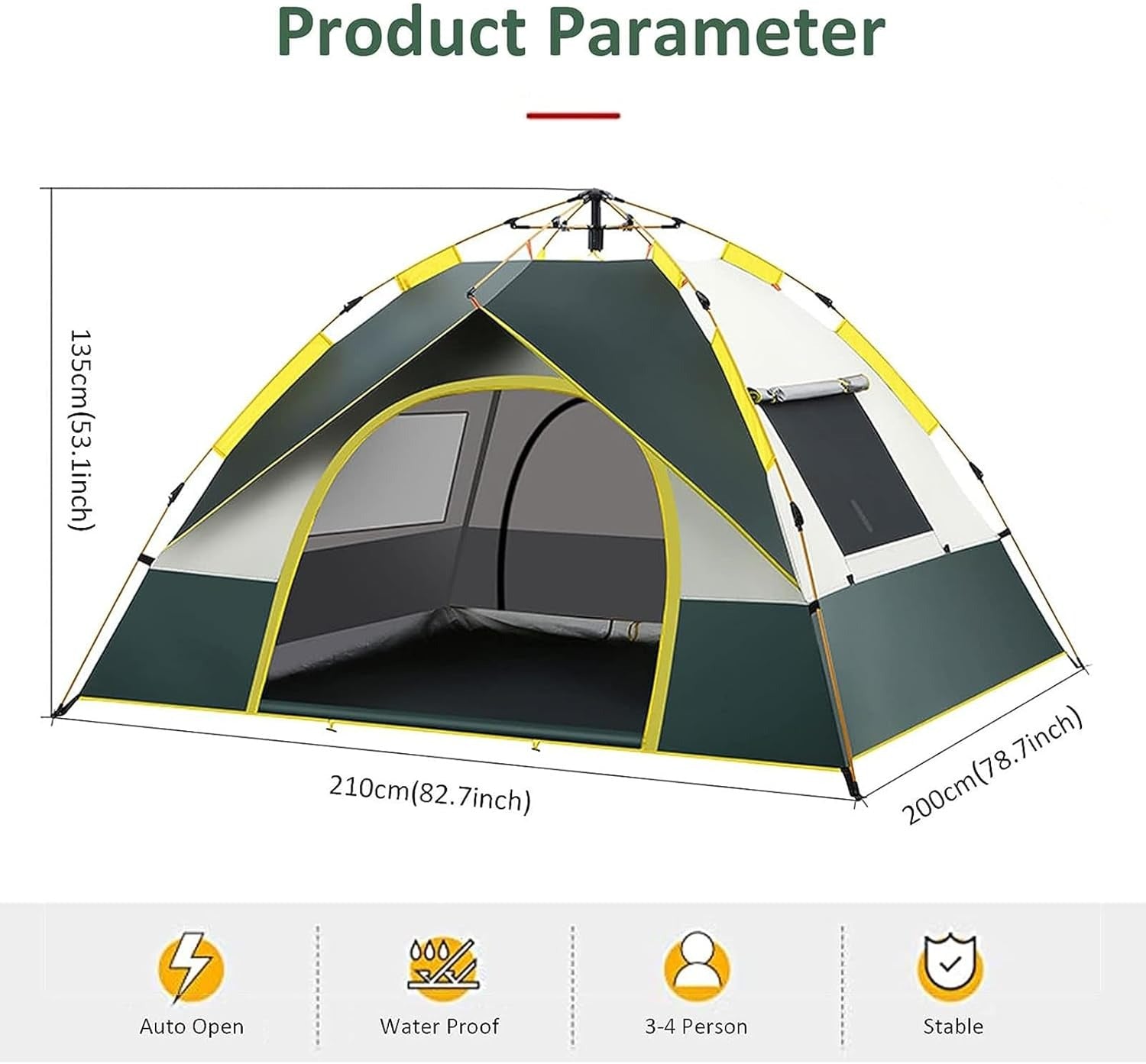 Tents for Camping.3-4 Person Camping Dome Tent. Easy to Set Up. Lightweight Camping Tent. Portable Camping Tent for Outdoor and Backpacking
