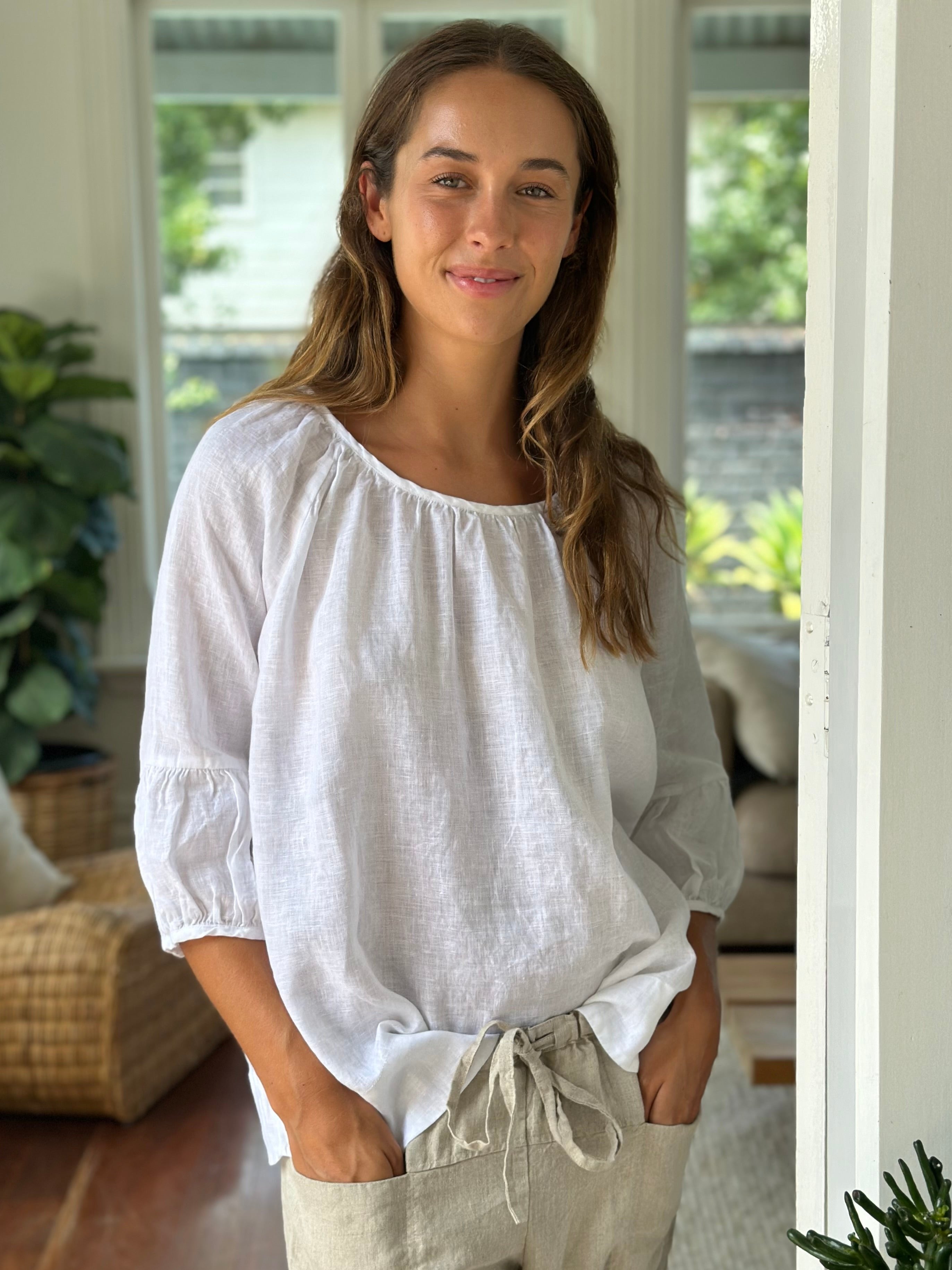 julia top-white linen