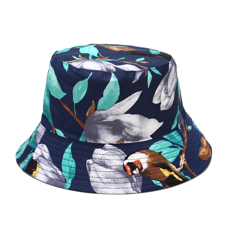 Women's Minimalist Flower Printing Flat Eaves Bucket Hat