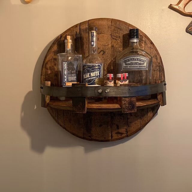 Bourbon whiskey barrel shelf