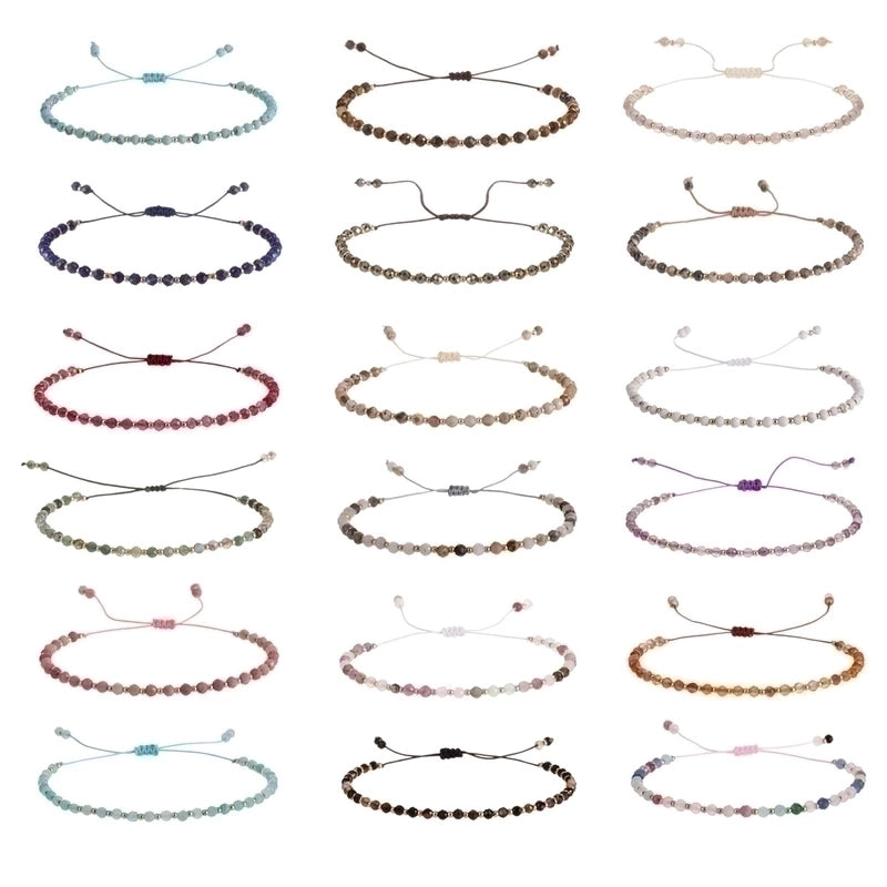 Minimalist Round Natural Stone Knitting Drawstring Bracelets