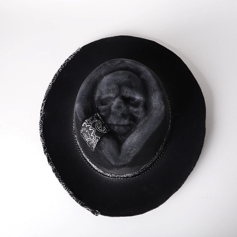 Halloween New sad Reaper Handmade Skull Hat Felt Cowboy Hat Independent Station