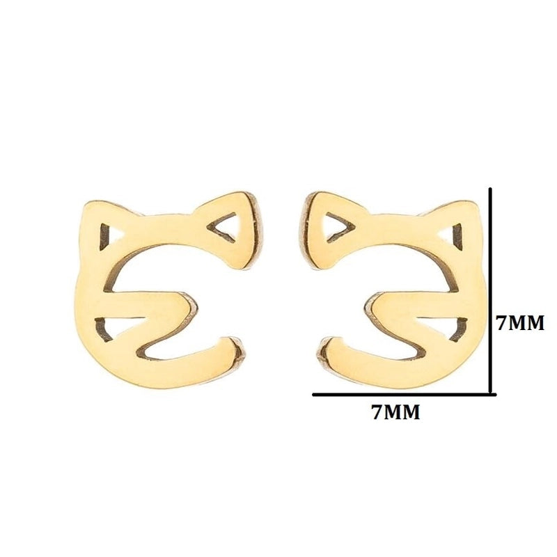 1 Pair Cute Cat Plating 304 Stainless Steel 18K Gold Plated Ear Studs