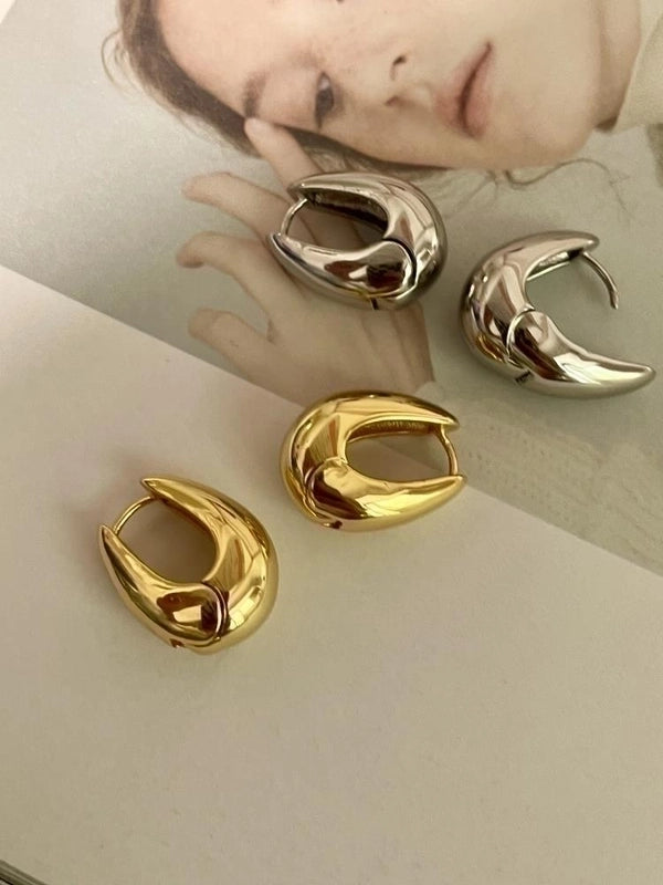 1 Pair Retro Solid Color Plating Brass Hoop Earrings