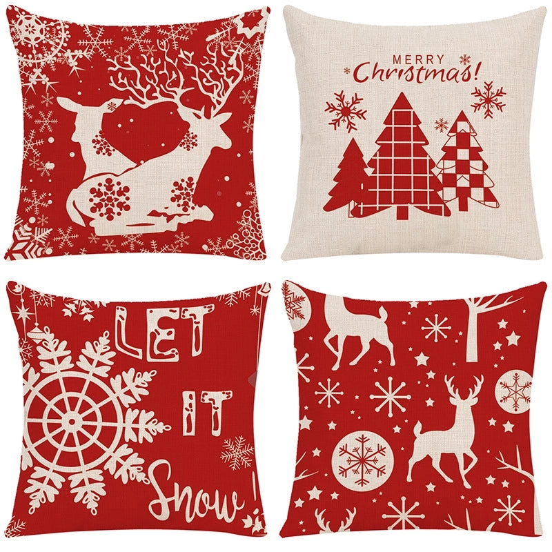 Fashion Christmas Tree Letter Elk Polyester Pillow Cases