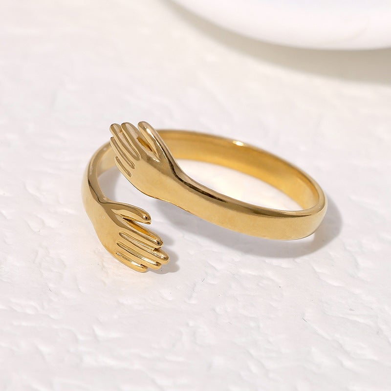 Open Ring Expressive Palm Stainless Steel Electroplating Rings
