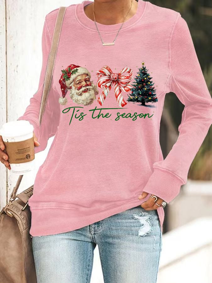 Women's Christmas Season Printed Round Neck Raglan Short Sleeve T-Shirt