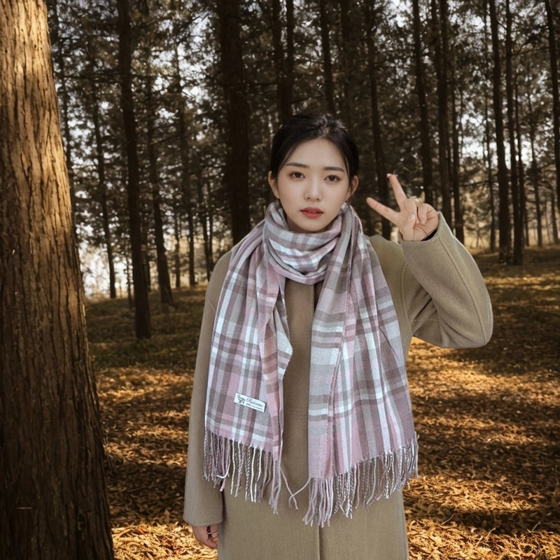 Women's Casual Minimalist Color Block Imitation Cashmere Tassel Scarf