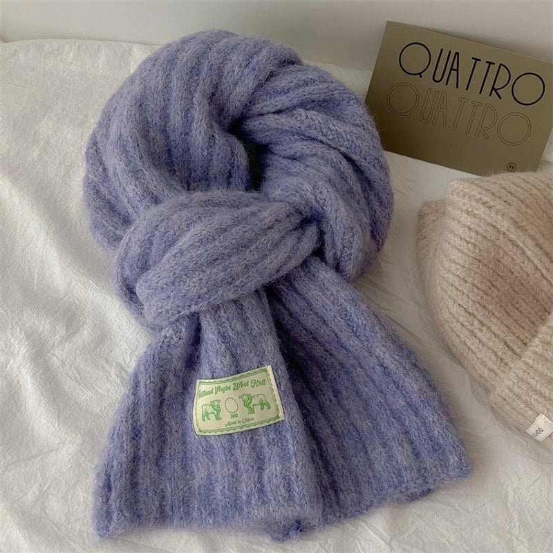 Women's Elegant Solid Color Knit Scarf
