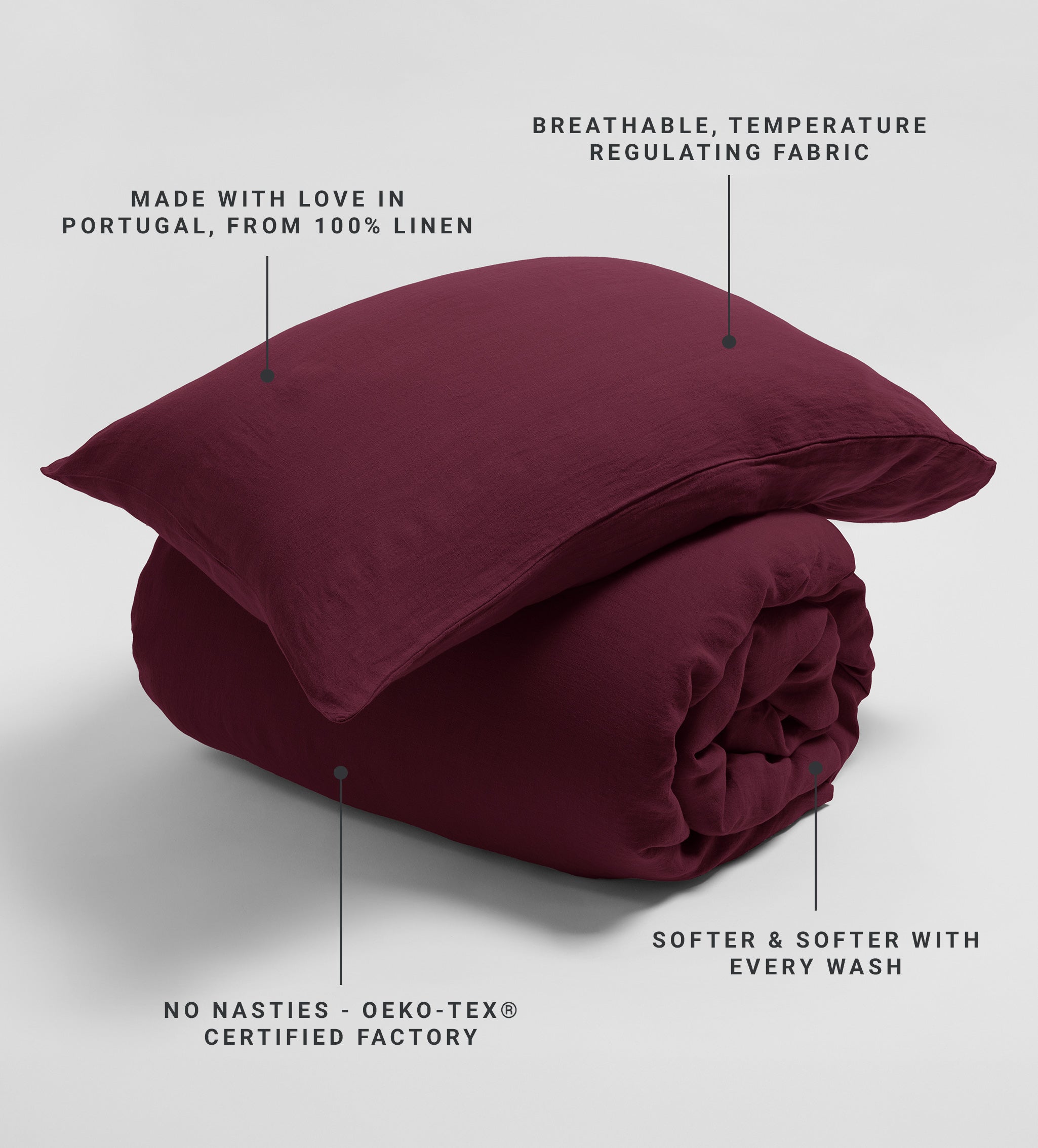 Beetroot 100% Linen Duvet Cover