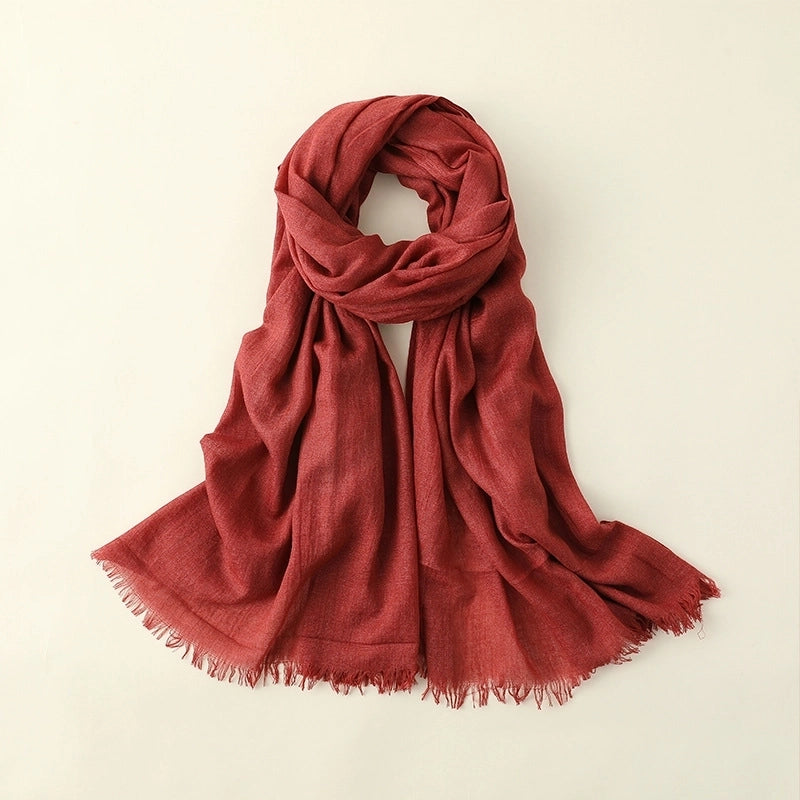 Women's Elegant Solid Color Cotton Silk Scarves