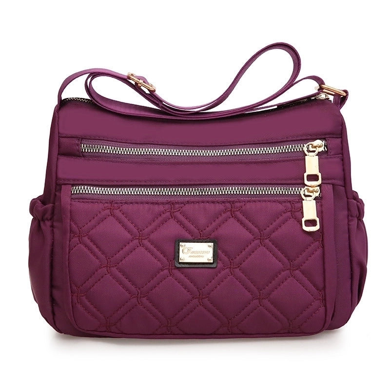 Women's Large Nylon Lingge Fashion Square Zipper Crossbody Bag