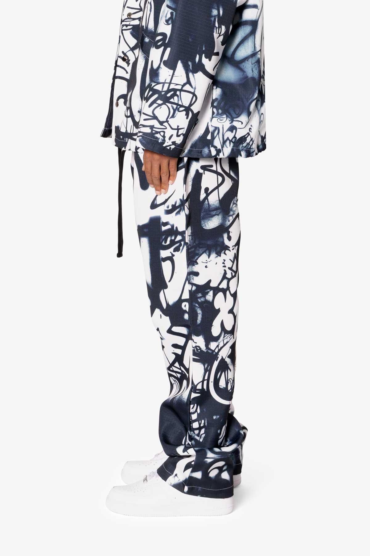 Graffiti Coach Pants - Black/White