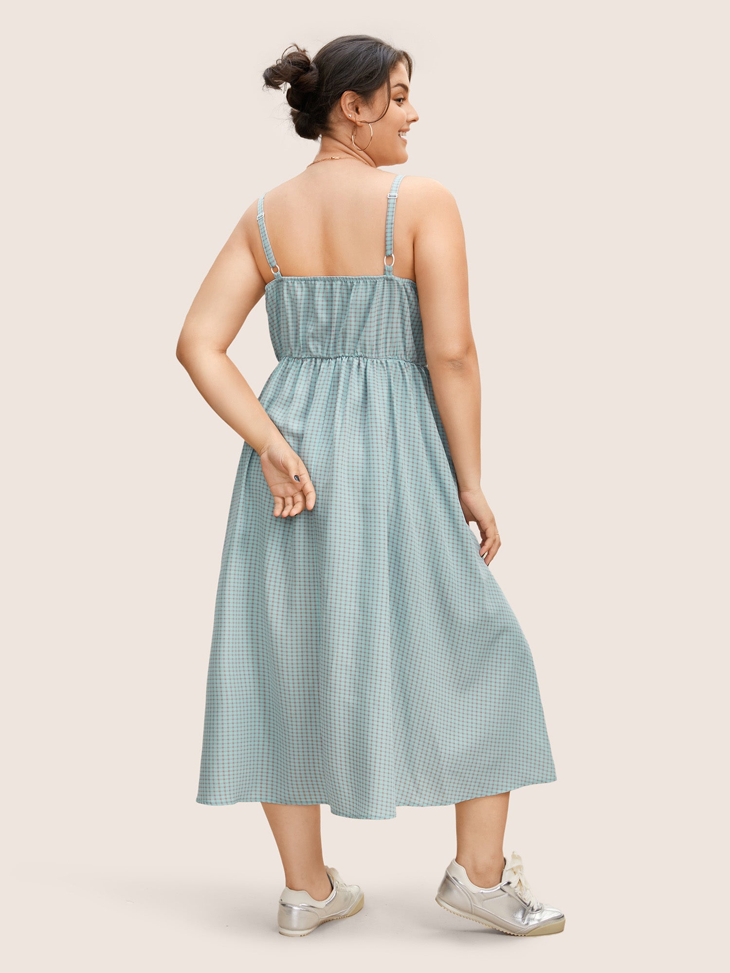 Gingham Frill Trim High Rise Cami Dress