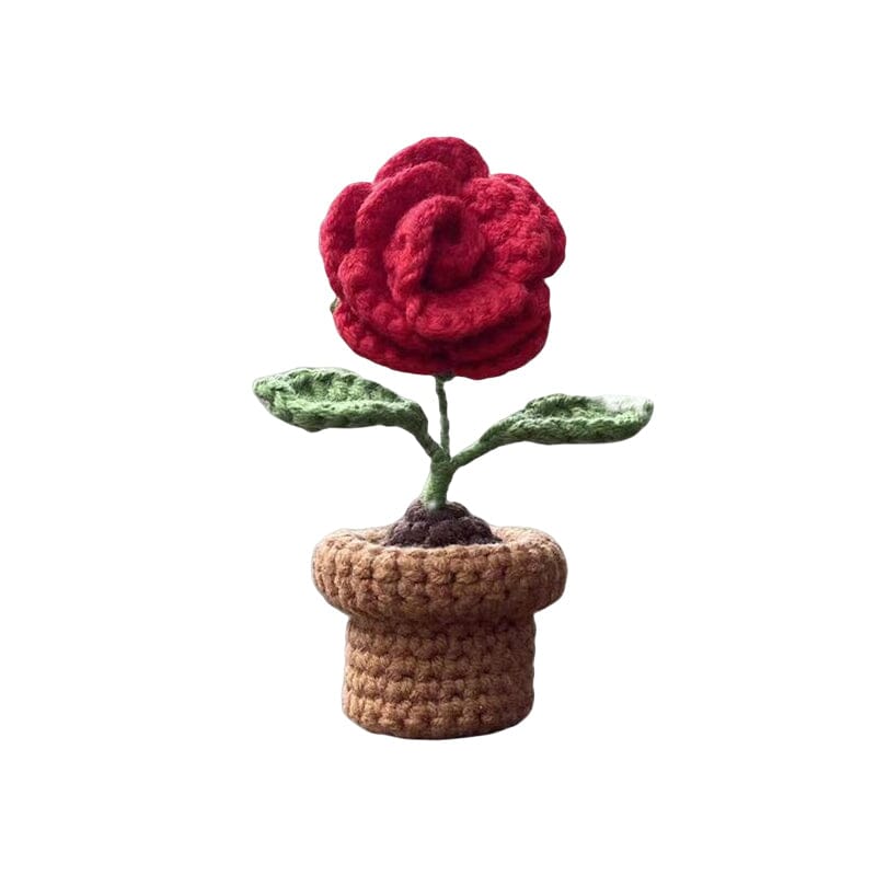 Handmade knitted flowers