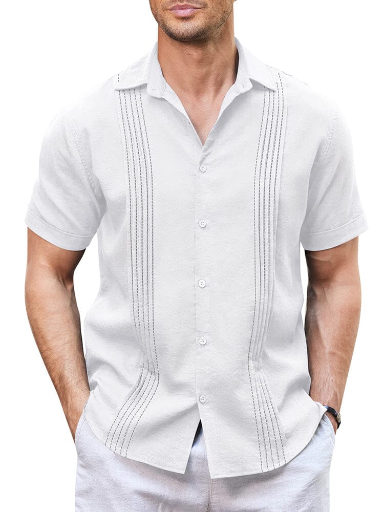 Casual Linen Blend Guayabera Shirt (US Only)