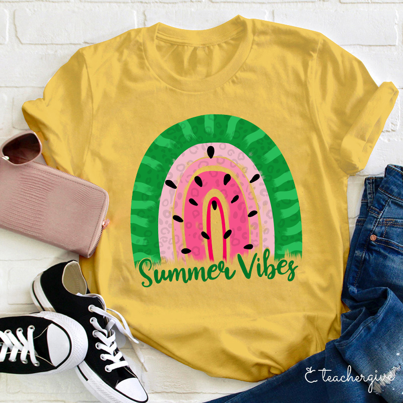 Watermelon Summer Vibes Teacher T-Shirt