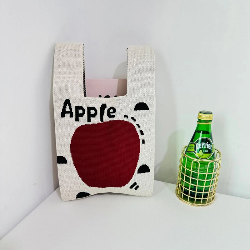 Women's Small Polyester Letter Fruit Cute Square Open Handbag