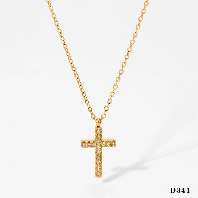 Modern Style Artistic Cross 304 Stainless Steel 16K Gold Plated White Gold Plated Necklace