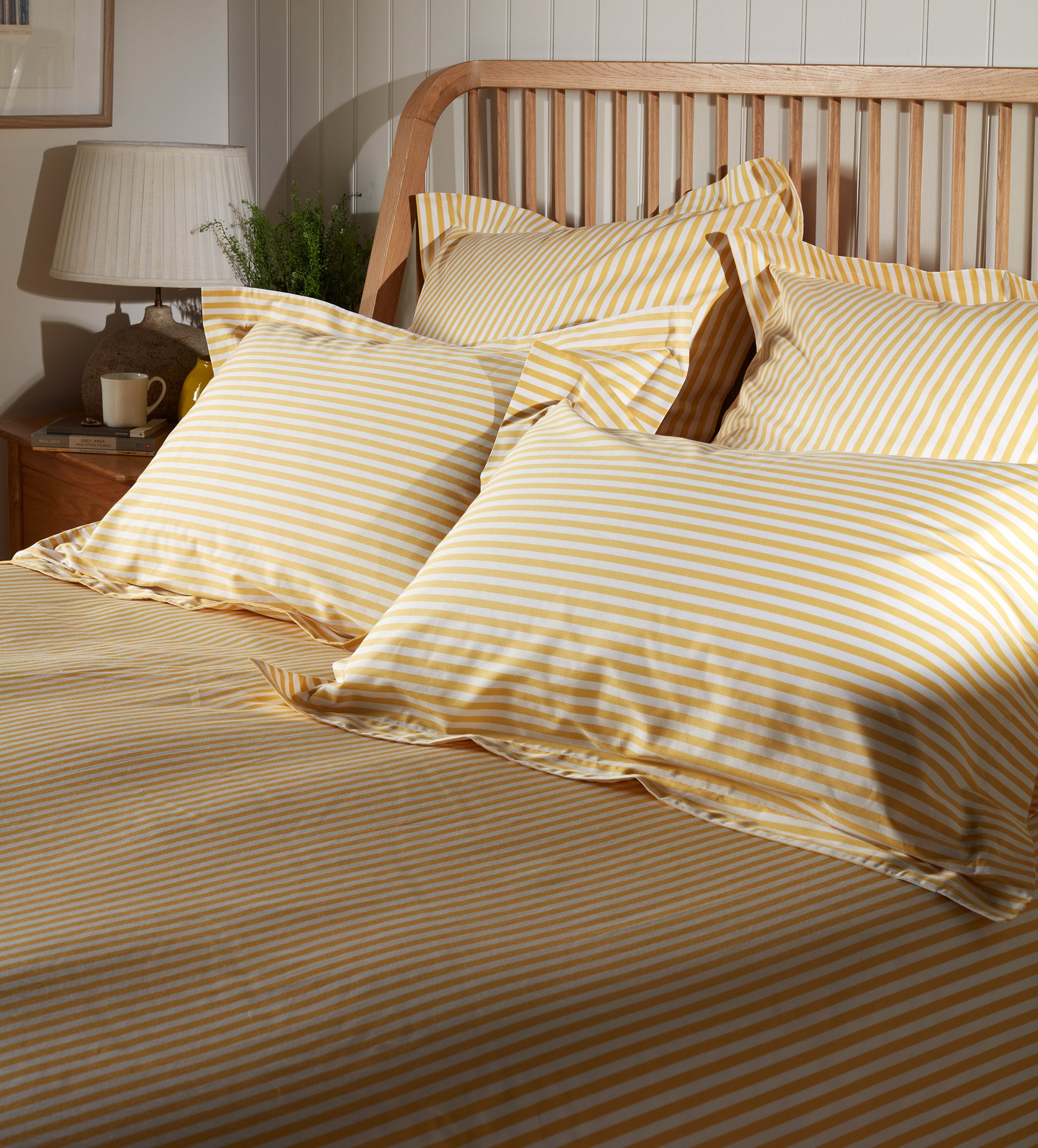 Yellow Betsy Stripe 100% Organic Cotton Duvet Cover