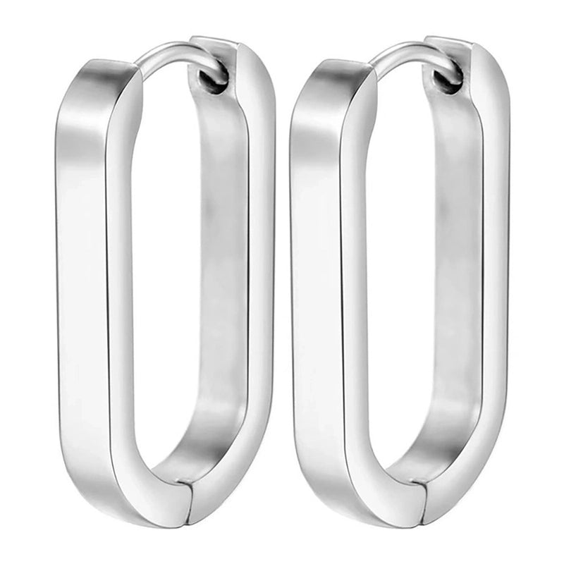 1 Pair Minimalist Oval Plating Stainless Steel Earrings