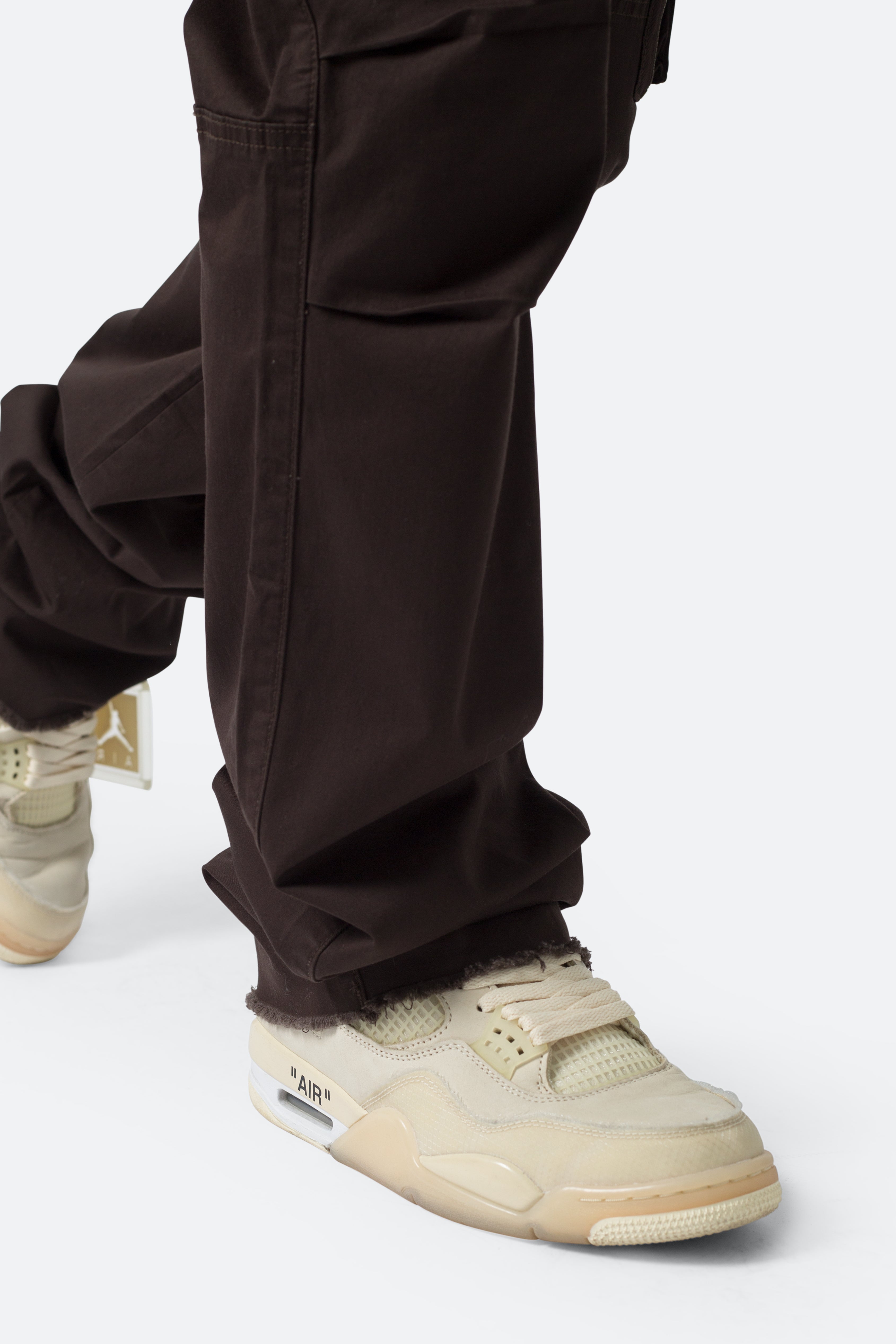 Paneled Zipper Cargo Pants - Brown