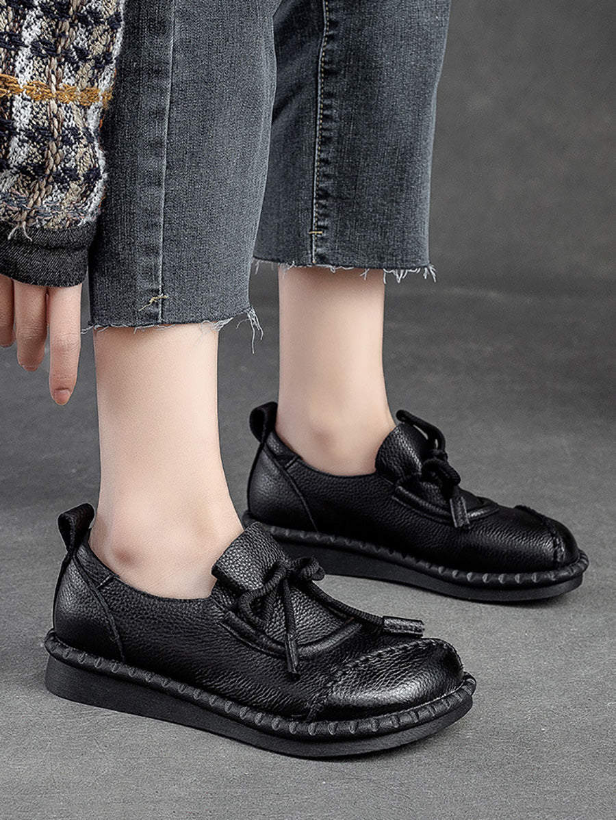 Women Summer Genuine Leather Low Heel Shoes
