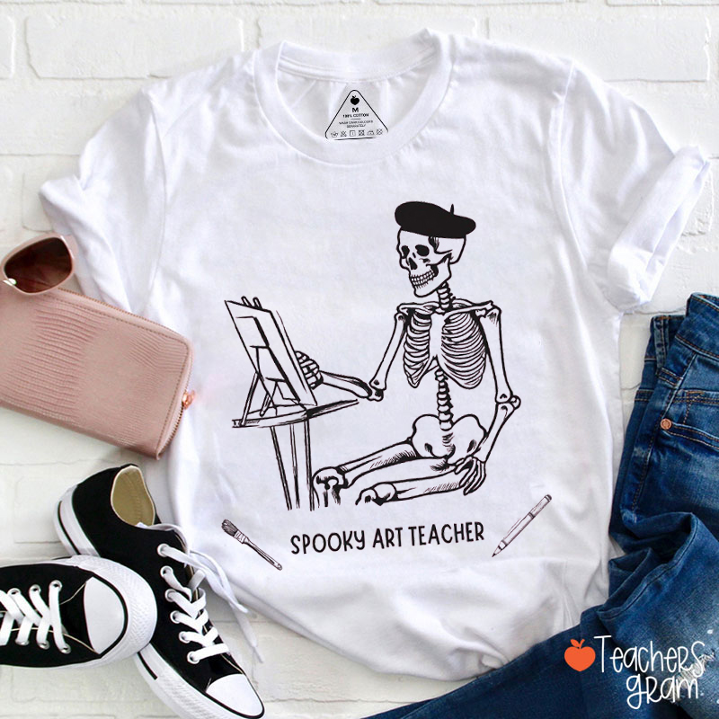 Spooky Skeleton Art Teacher T-Shirt