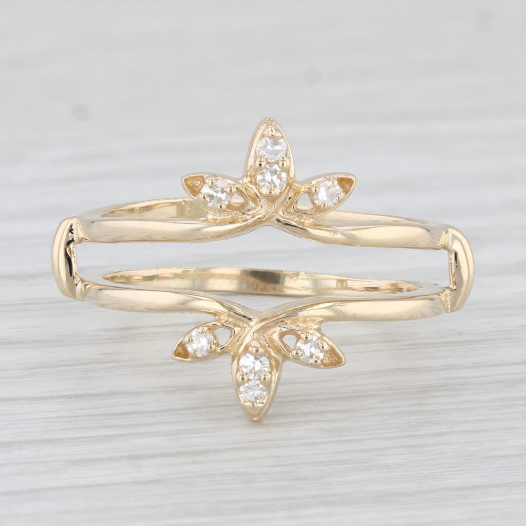 0.12ctw Diamond Ring Jacket Guard 14k Yellow Gold Size 10.75 Bridal