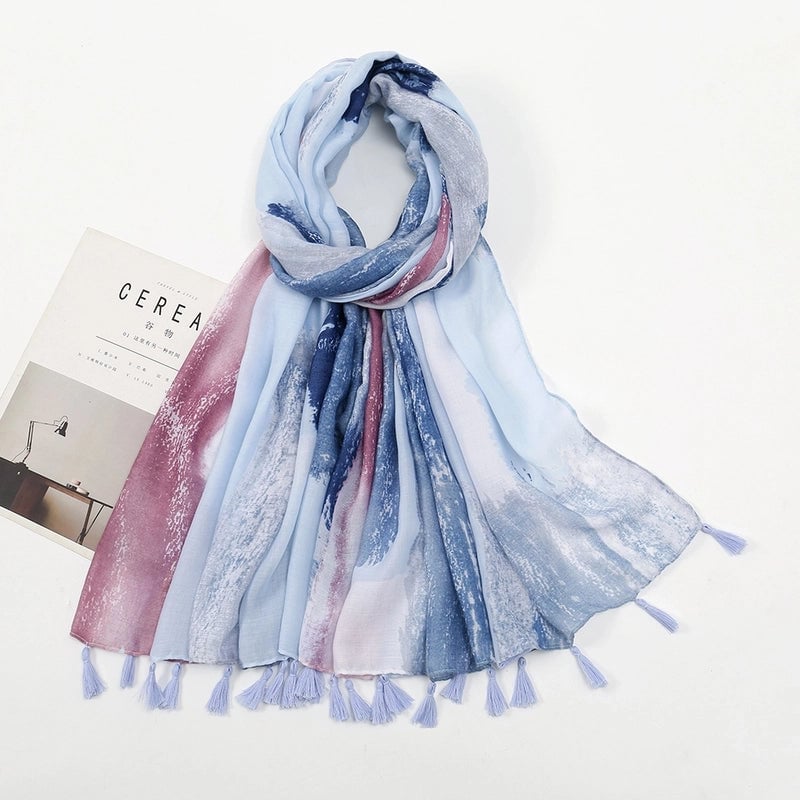 Women's Sweet Pastoral Flower Polyester Silk Scarf