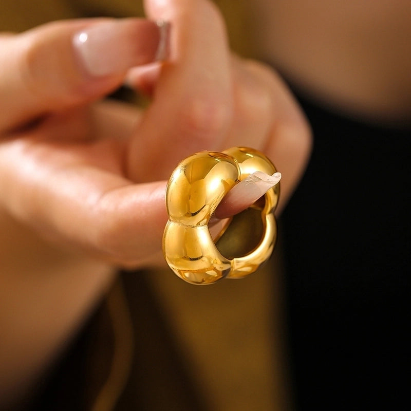 Elegant Exaggerated Minimalist Geometric 304 Stainless Steel 18K Gold Plated Plating Rings