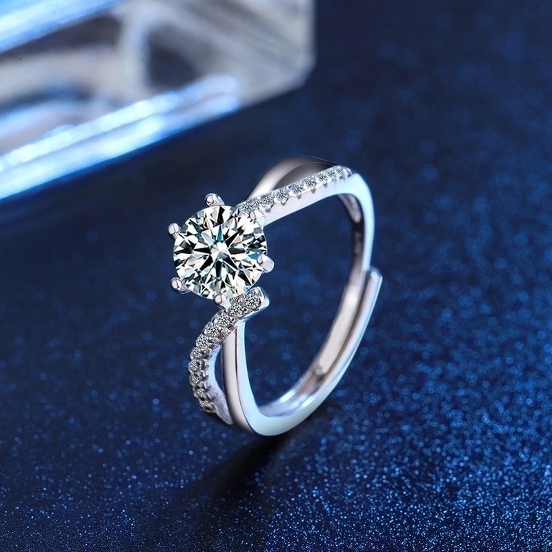Fashion Round Copper Inlay Artificial Diamond Rings 1 Piece