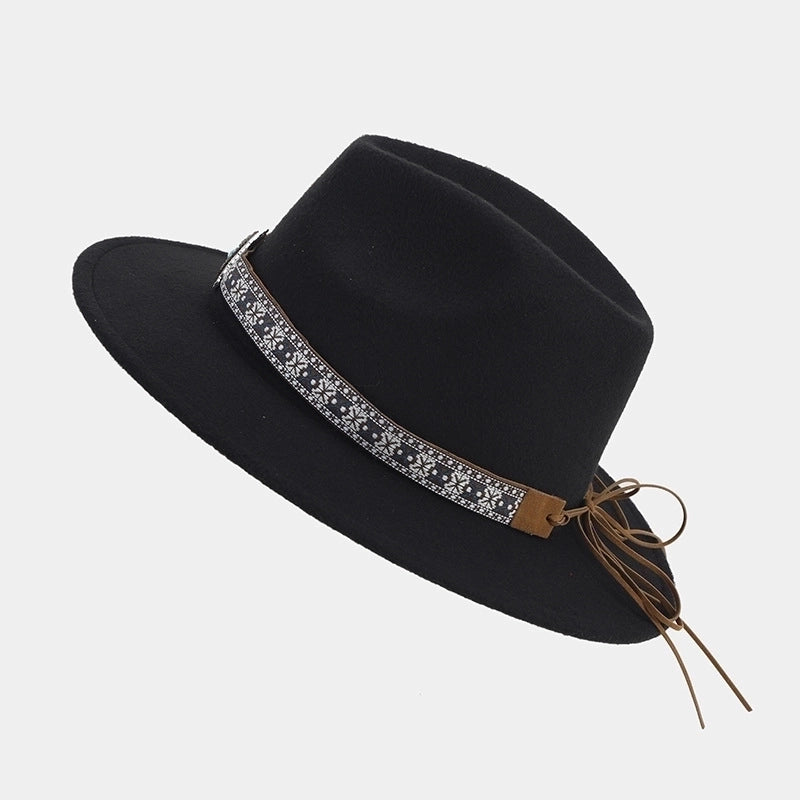 Women's Elegant Basic Solid Color Big Eaves Fedora Hat