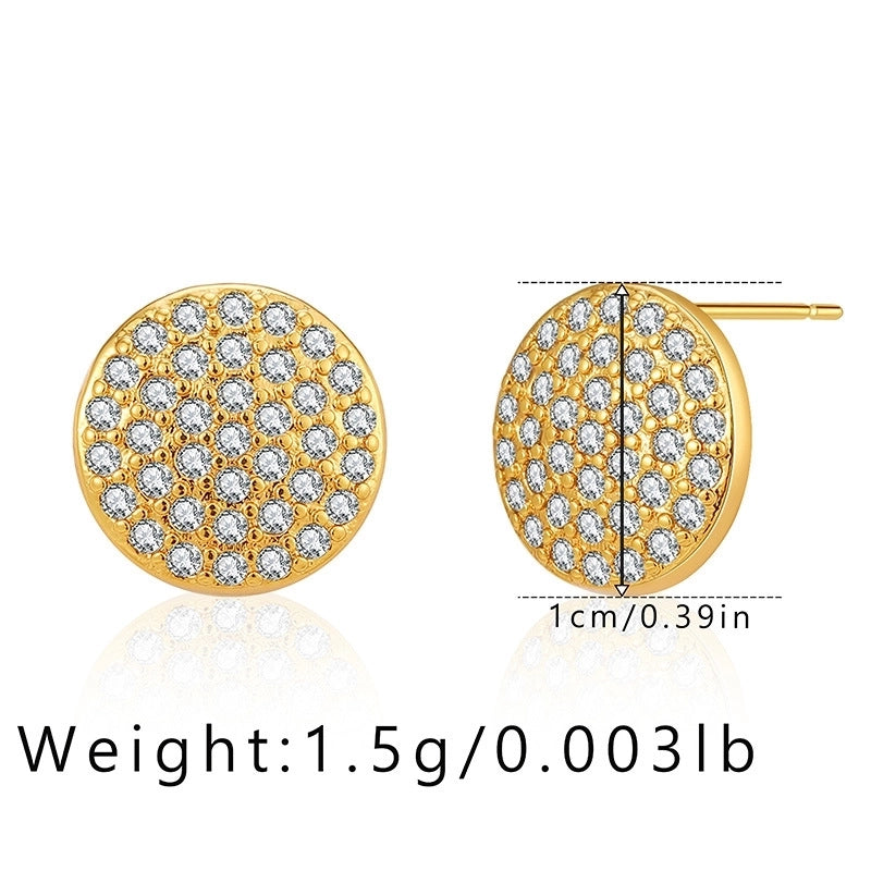 1 Pair Minimalist Geometric Inlay Copper Zircon 18K Gold Plated Ear Studs