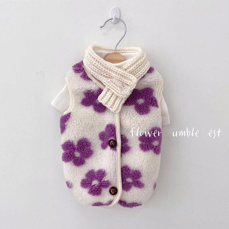 Flower Printed Warm Pet Vest