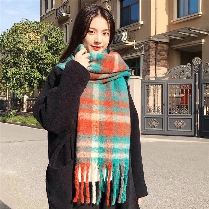 Women's Lady Minimalist Lattice Imitation Cashmere Scarf